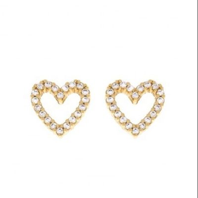 Płytki z brązu/miedzi/925 Sterling Silver Heart Stud z pełnym pawelem CZ Heart Rozmiar 8 mm
