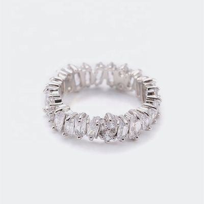 Srebro Kobiety Szlachetne Biżuteria Biały Diament Zirkon Wieczność Pierścienie z technologii inlay