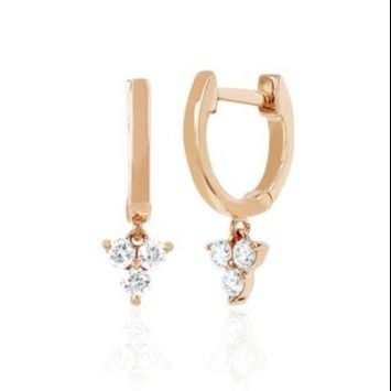 14K Gold Blossom Mini Huggie Diamentowy Trio Drop Kolczyki Srebrne biżuteria Główny materiał