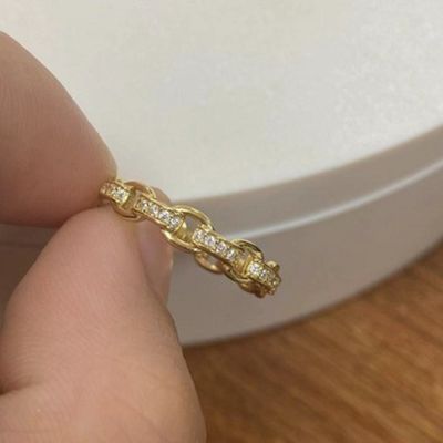 Łańcuch 18K złota delikatny indywidualny Super Fairy 925 Sterling Silver Ring