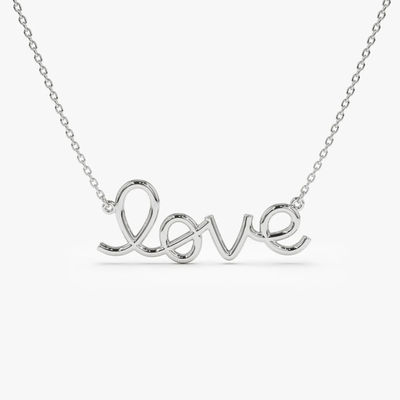 Solid 925 Sterling Silver 14K Złote Złoty Naszyjnik Miłości Naszyjnik dla Kobiet Dar Walentynki
