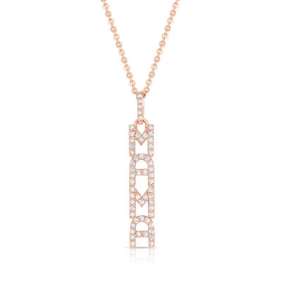 Elegantny 925 Sterling Silver 14K Gold MAMA Pływający Długi Naszyjnik