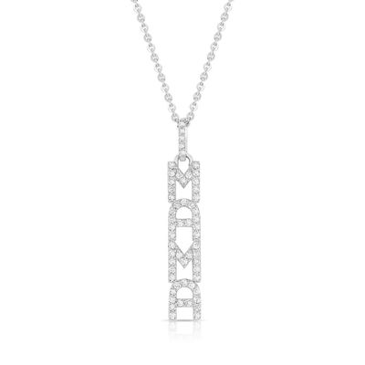 Elegantny 925 Sterling Silver 14K Gold MAMA Pływający Długi Naszyjnik