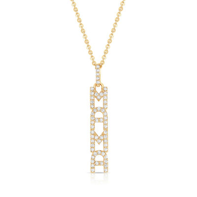 Elegantny 925 Sterling Silver 14K Gold MAMA Pływający Długi Naszyjnik