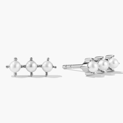 Złoto 18K Perłowe kolczyki Sterling Silver z logo