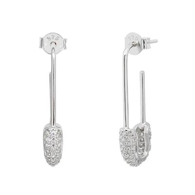 Kobiety Hoop kolczyki w 925 srebra z jasnym CZ Diament Brazylijskie złoto żółte biżuteria