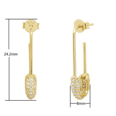 Kobiety Hoop kolczyki w 925 srebra z jasnym CZ Diament Brazylijskie złoto żółte biżuteria