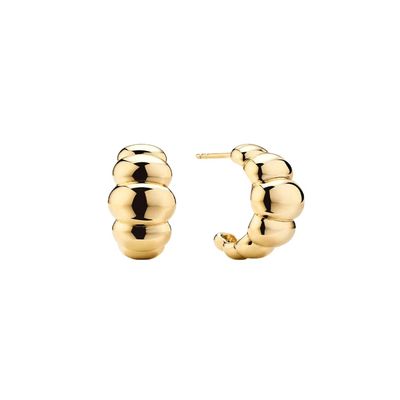 18K złota Rhodium Płaty półksiężycowe Stud kolczyki Elegantne kolczyki Dome Hoop kolczyki dla kobiet, idealne do codziennego & imprezy