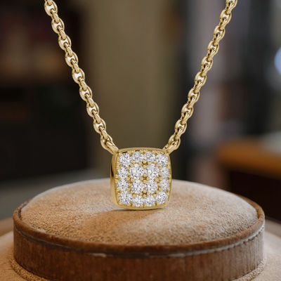 18K złoto pokryte 925 Sterling Srebro kwadratowe sześcionowe Zirconia zawiesiny naszyjnik