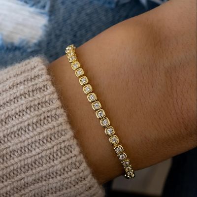 3mm Zirconia bransoletka tenisowa 925 Srebro 14K Złote biżuteria unisex