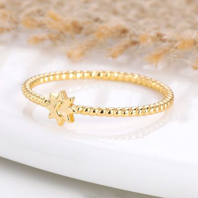 925 srebrny pierścionek księżycowy słoneczny 18K złoto pokryte biżuteria unisex