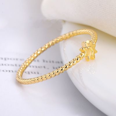 925 srebrny pierścionek księżycowy słoneczny 18K złoto pokryte biżuteria unisex