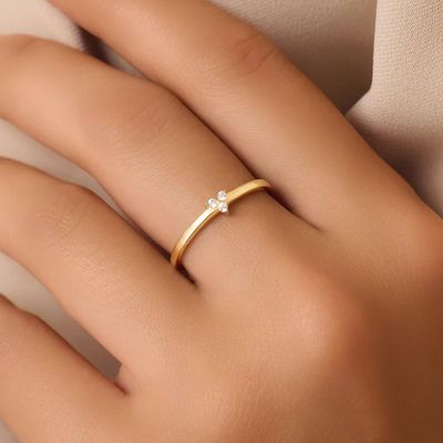 Pierścień lotosowy CZ 925 Sterling Silver Gold Plated dla kobiet