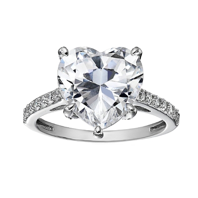 Technologia Micro Insert Inlay Heart Cut CZ Stone 925 Sterling Silver Pierścienie zaręczyn