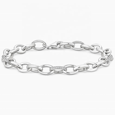 Chick Style Micro Insert Inlay Technologia 925 Sterling Silver Biały złoty bransoletka