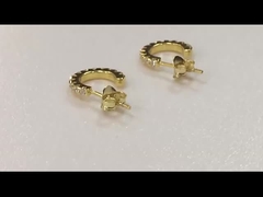 Ręcznie wykonane 18K złoto pokryte Mini Zircon Cubic Małe otwarte kolczyki z Princess Cut